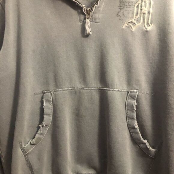 Vintage Aeropostale Men’s Distressed 1/4 Zip Pullover Mock Neck XL Sweatshirt - Picture 2 of 6